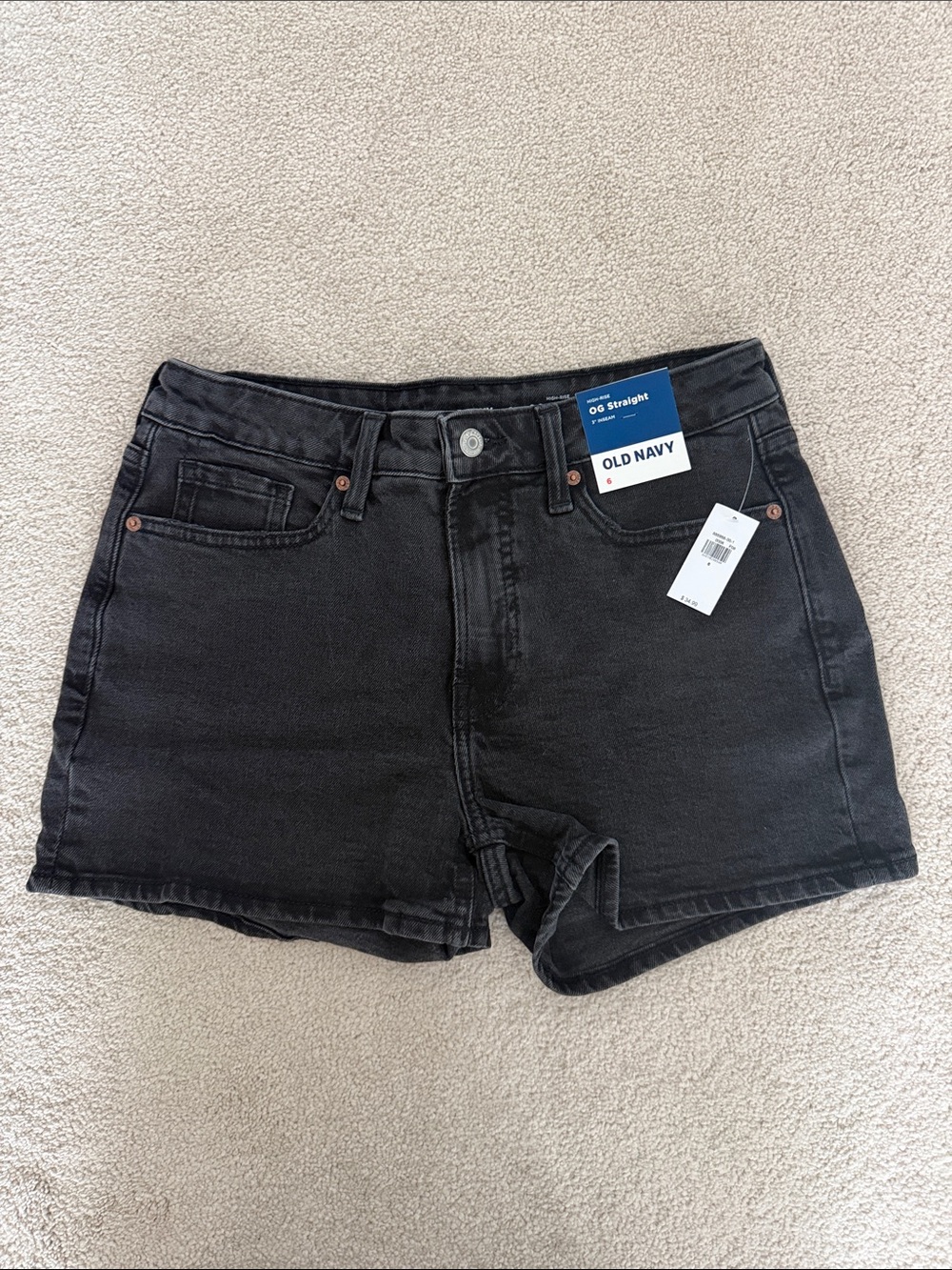 Old Navy Black Straight Denim Jean Shorts